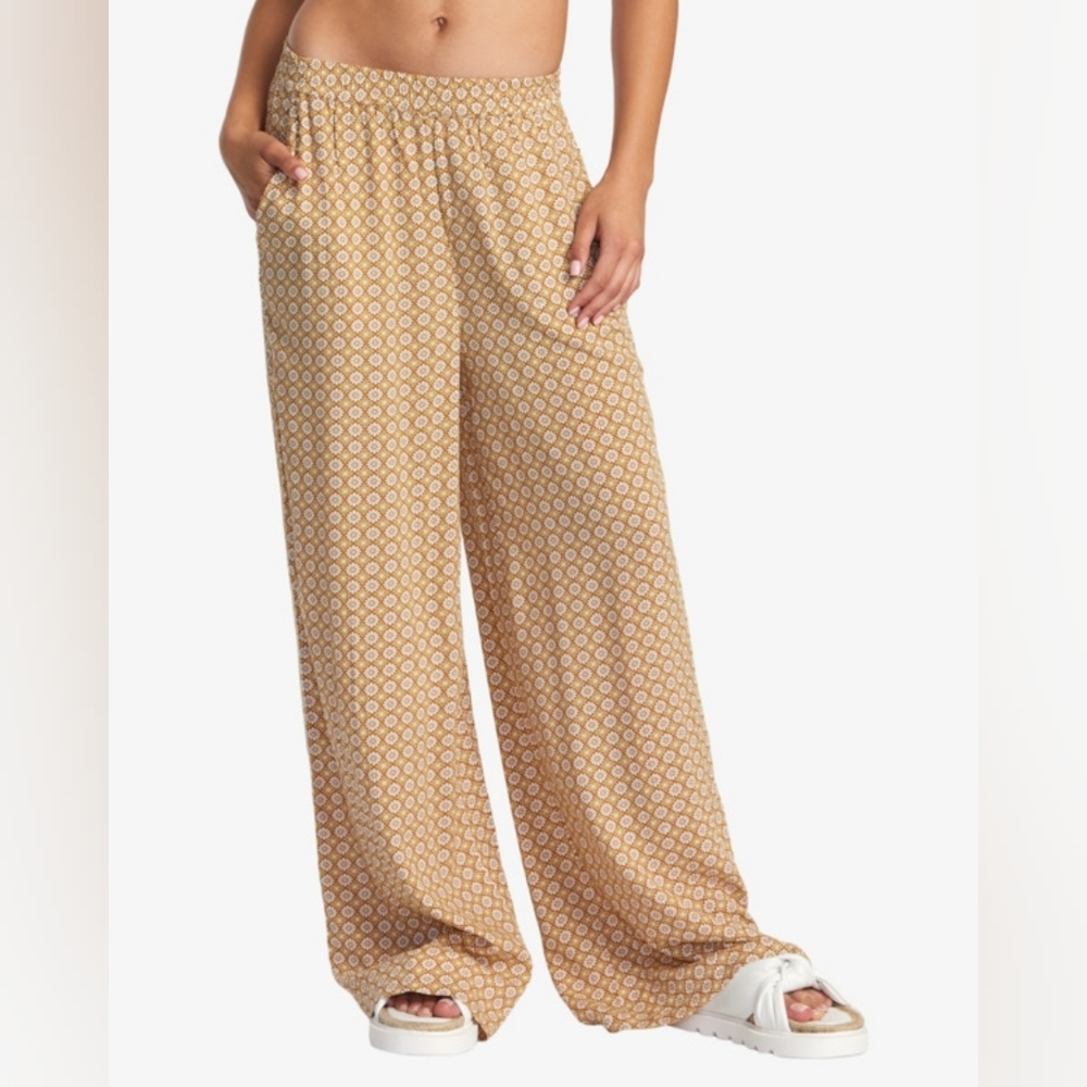 RVCA Floral Boho Lightweight wide-leg Elastic Waist Pant Large